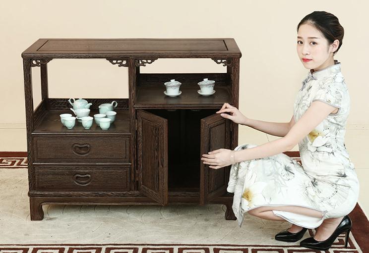 明清古典雞翅木柜子，中式仿古實木原木儲物柜