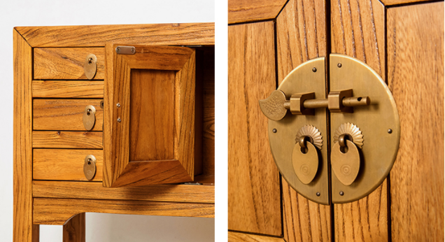 新中式老榆木簡約玄關(guān)柜子