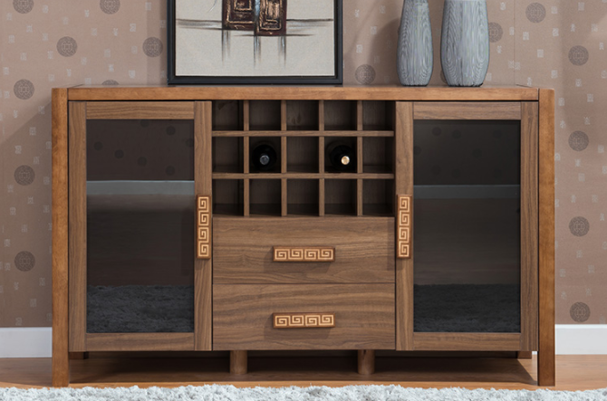 中式實(shí)木儲(chǔ)物柜子，現(xiàn)代簡(jiǎn)約回紋圖案柜子