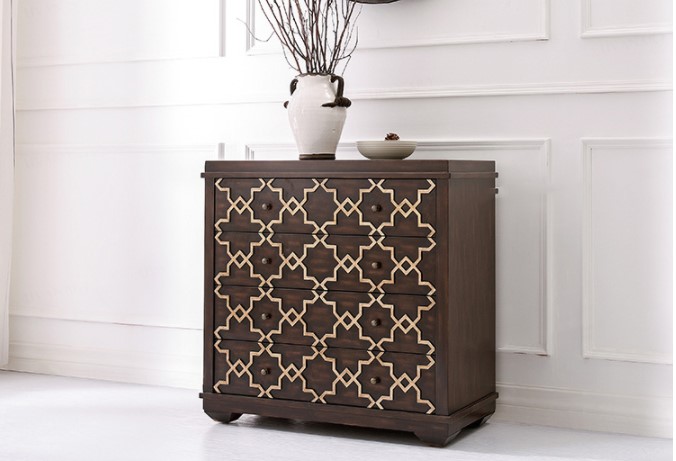 新古典實(shí)木四斗柜子，擦色工藝收納柜子