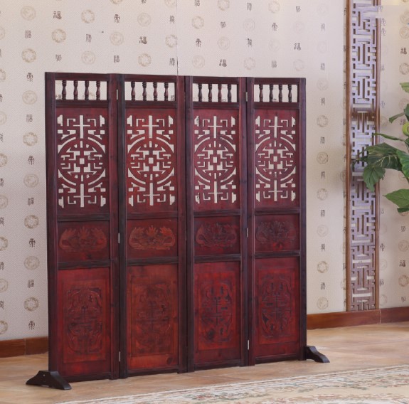 仿古實木中式屏風，復古玄關屏風隔斷