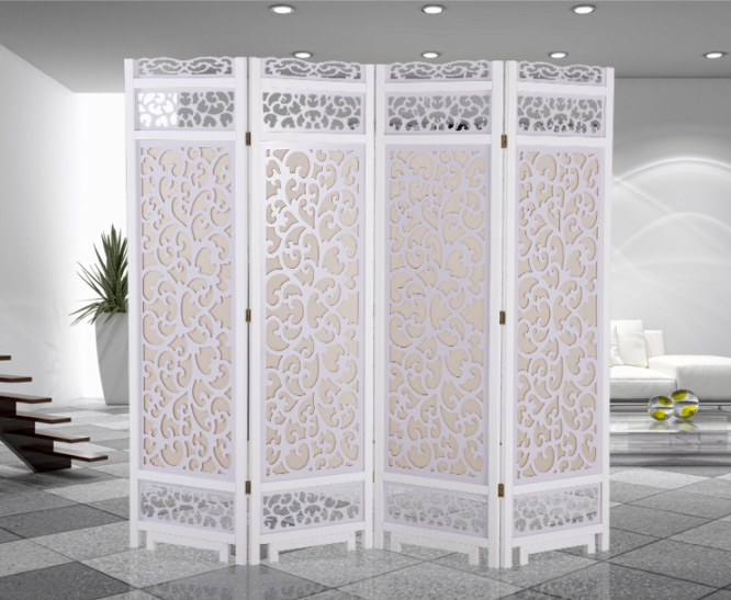 兩色中式仿古隔斷屏風(fēng)，實木鏤空雙面屏風(fēng)