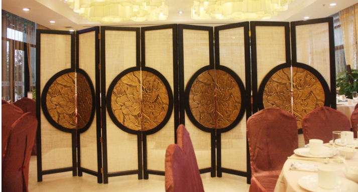 明清家具隔斷裝飾屏風(fēng)，新古典圓花影4扇屏風(fēng)