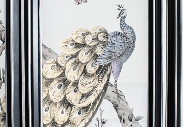 新古典實木手繪孔雀隔斷屏風(fēng)