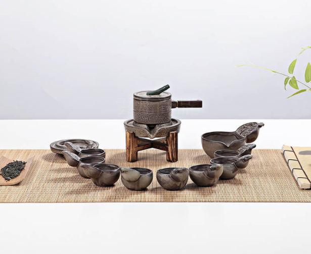 創(chuàng)新浮雕福字茶具，復(fù)古石磨茶具