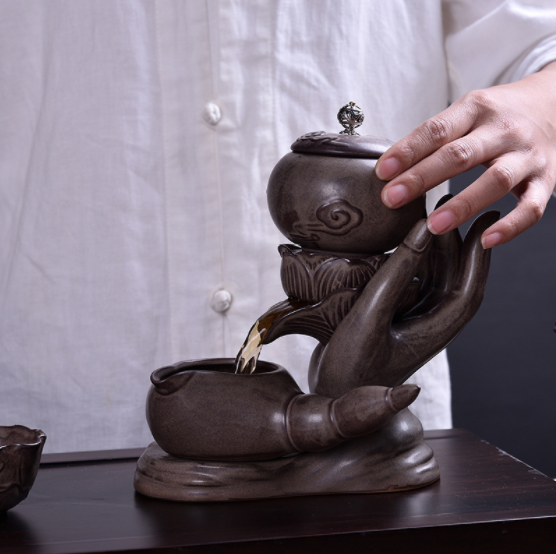 原創(chuàng)陶瓷泡茶自動茶具，佛手蓮花功夫茶具