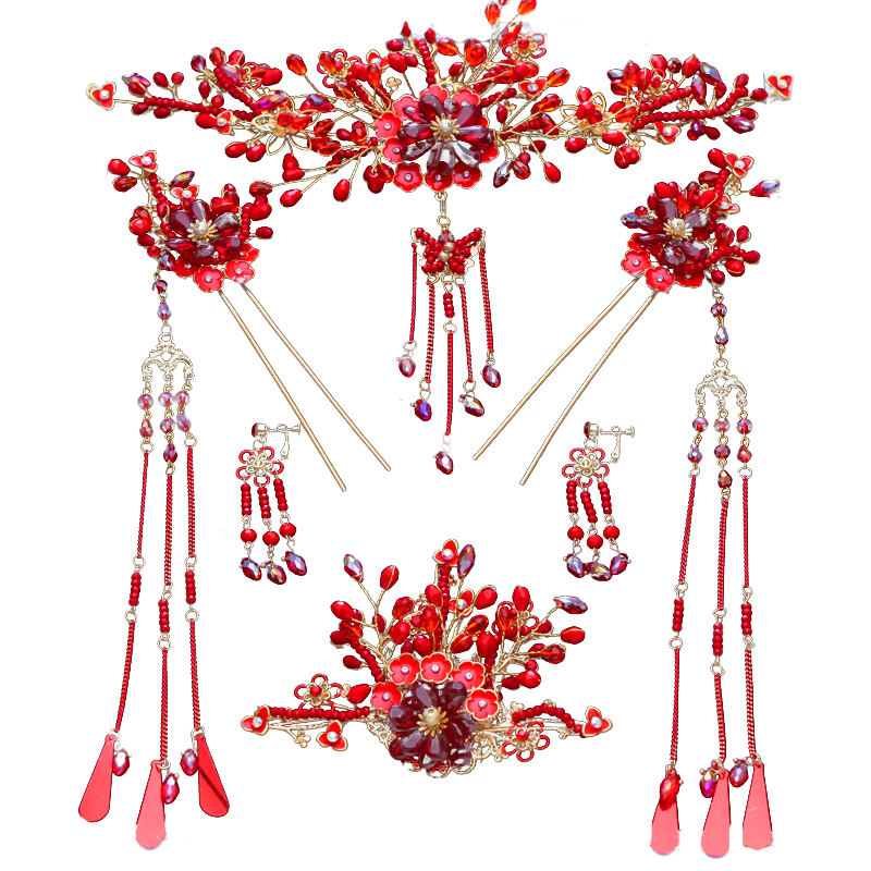 紅色匠心啟航閱讀頭飾，精致唯美新娘頭飾圖片