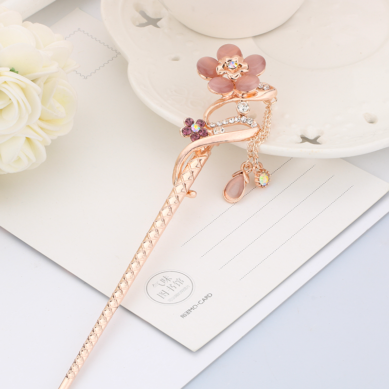 古風(fēng)發(fā)簪頭飾，鑲鉆水晶流蘇步搖