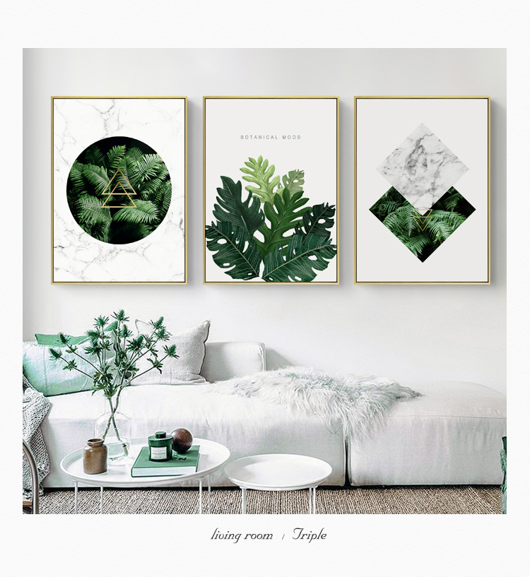 清新植物裝飾畫，簡約大氣客廳裝飾畫