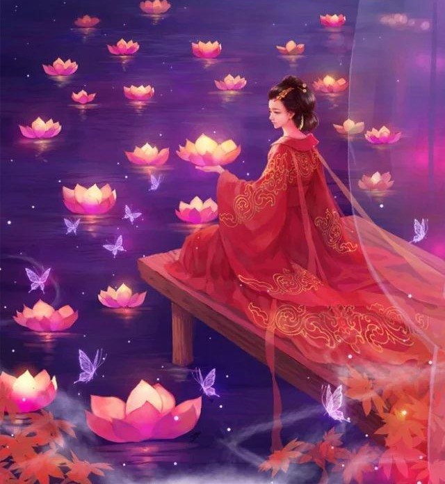 唯美古風圖片：一身紅衣，披裝待嫁