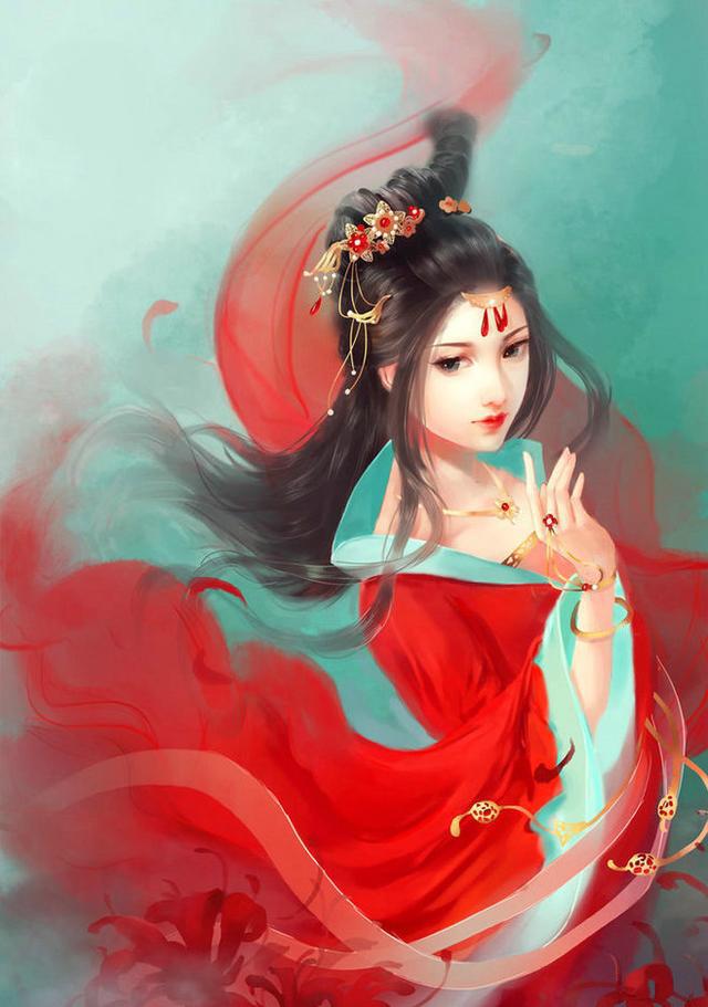 唯美古風圖片：一身紅衣，披裝待嫁