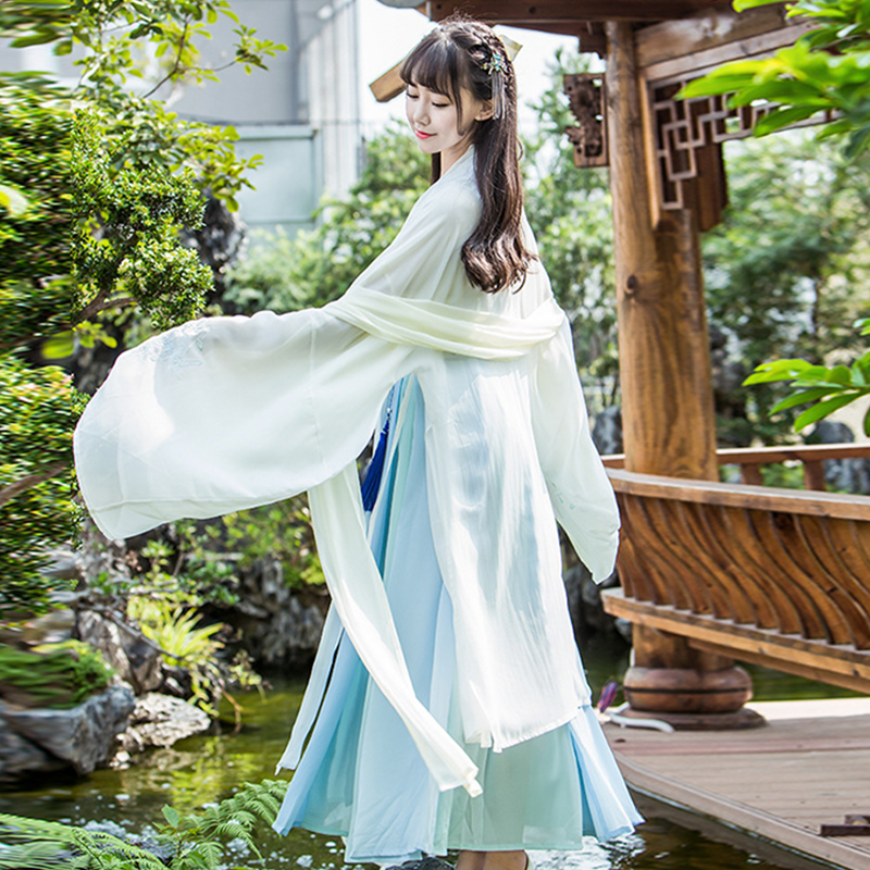 清新魏晉風(fēng)漢服，古裝仙女大袖衫齊腰襦裙