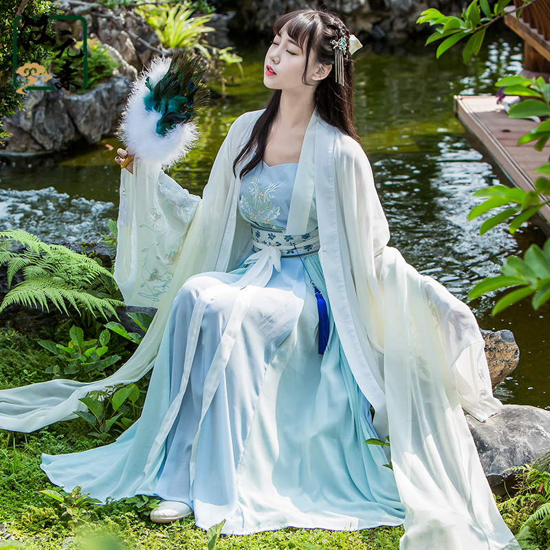 清新魏晉風(fēng)漢服，古裝仙女大袖衫齊腰襦裙