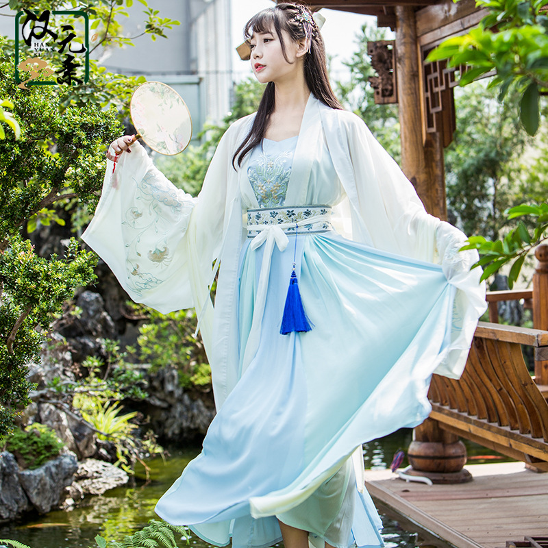 清新魏晉風(fēng)漢服，古裝仙女大袖衫齊腰襦裙