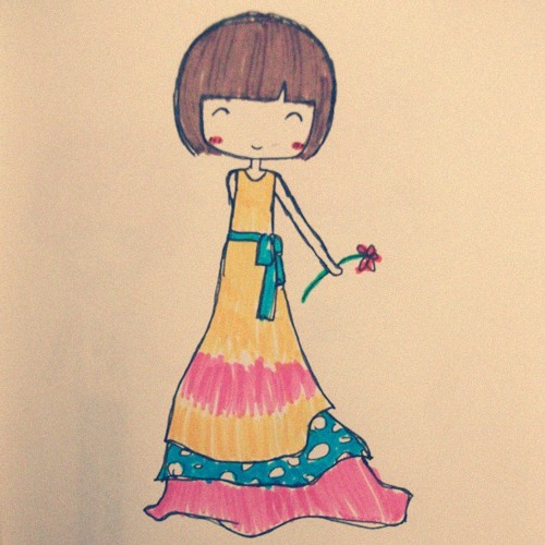 4款簡(jiǎn)單手繪插畫(huà)圖片，清新可人小女生