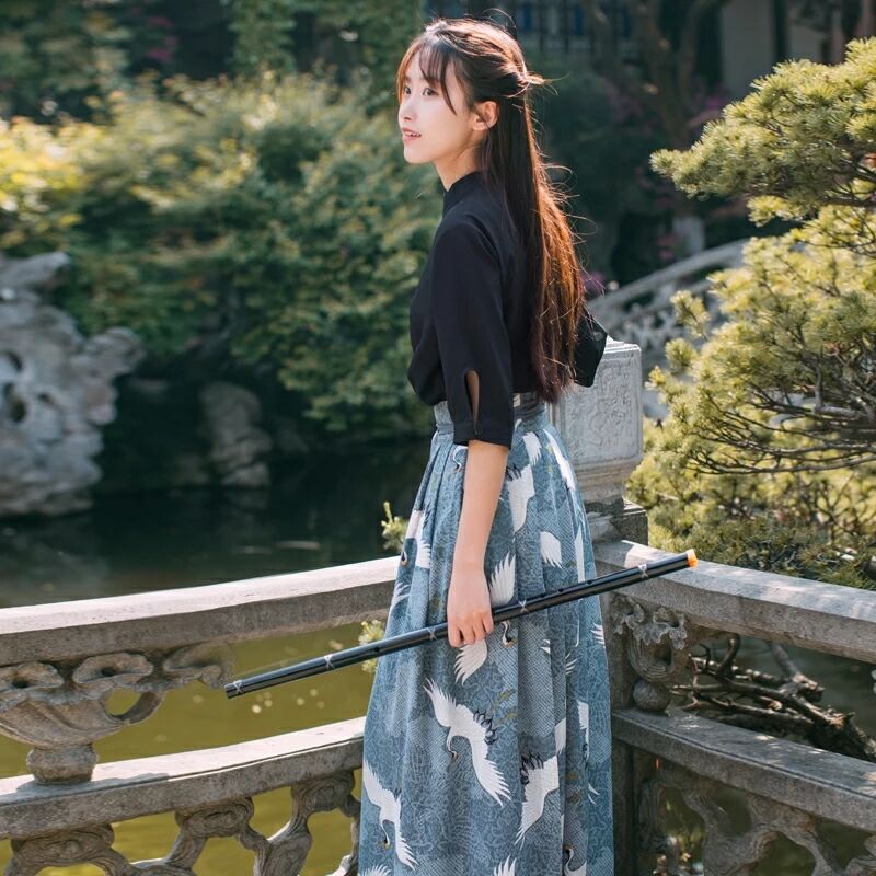 匠心啟航閱讀江南素兮漢服，復古套裙?jié)h服圖片