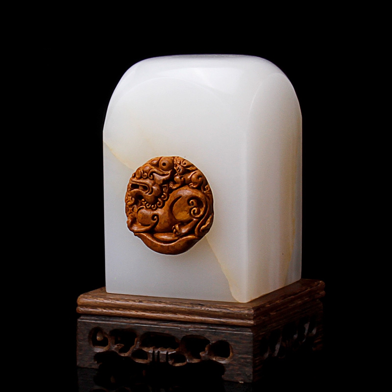 文人雅趣，玉雕印章