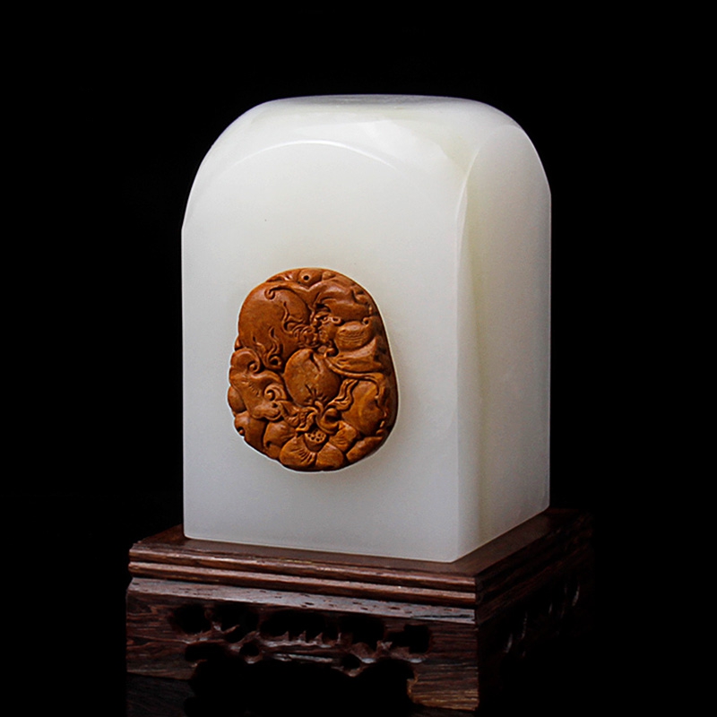 文人雅趣，玉雕印章