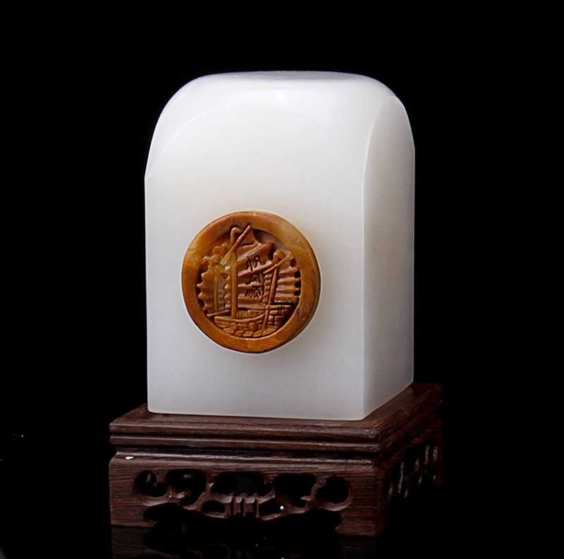 文人雅趣，玉雕印章