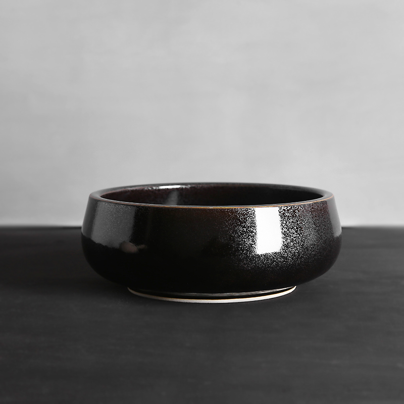 日式陶瓷，黑釉銀斑水盂