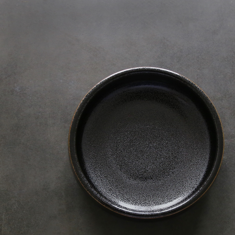 日式陶瓷，黑釉銀斑水盂