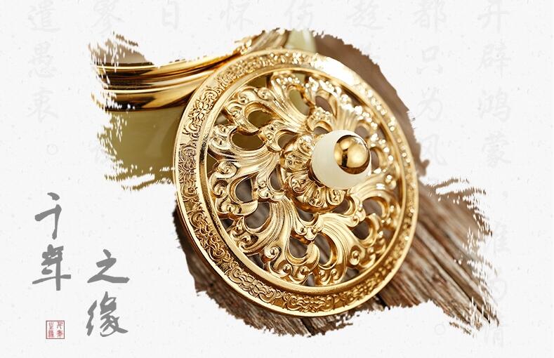 銅鑲玉香爐，純銅盤香爐