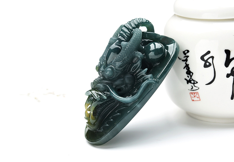 果敢翡翠，藍(lán)水翡翠龍牌玉器