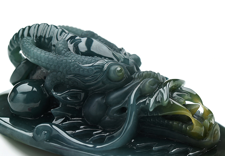 果敢翡翠，藍(lán)水翡翠龍牌玉器