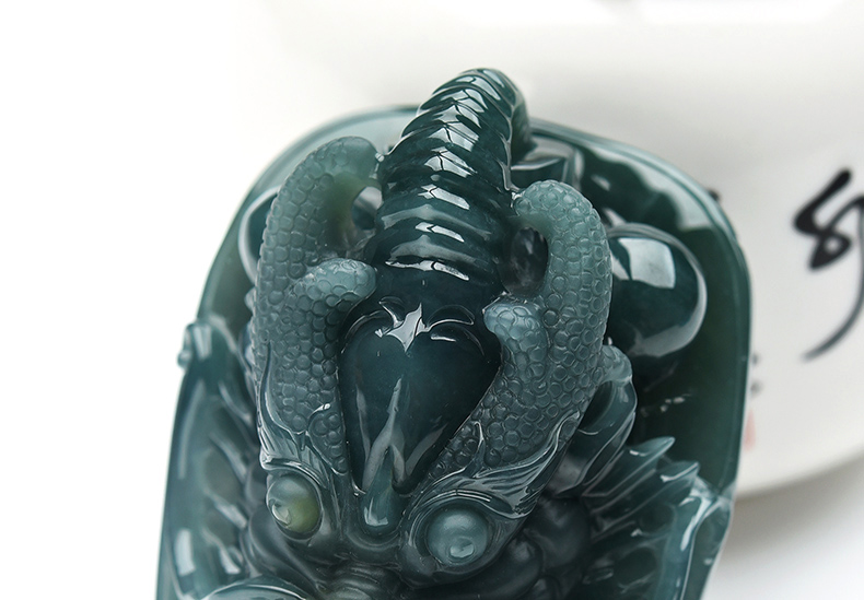 果敢翡翠，藍(lán)水翡翠龍牌玉器