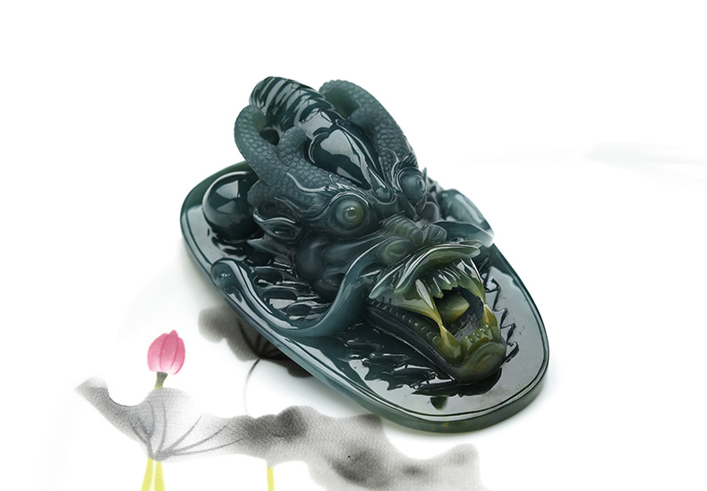 果敢翡翠，藍(lán)水翡翠龍牌玉器