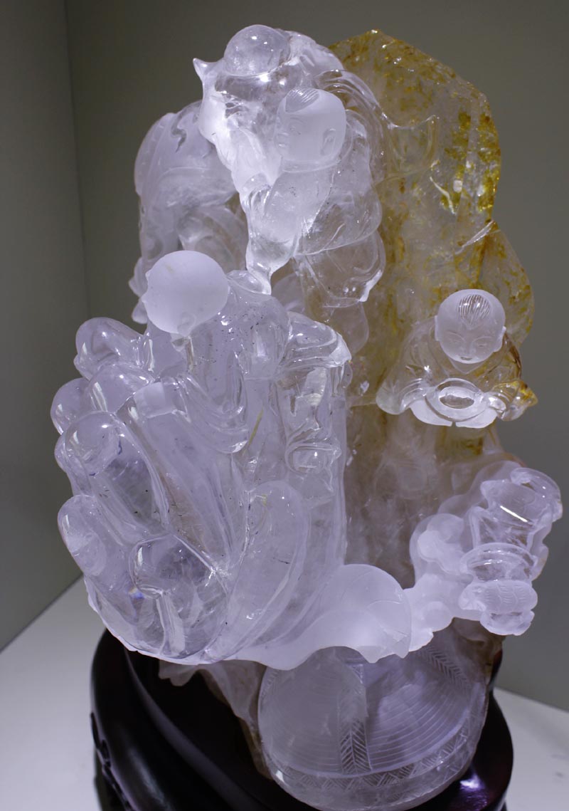 東海水晶雕刻，天然白水晶佛手福瓜象征萬事如