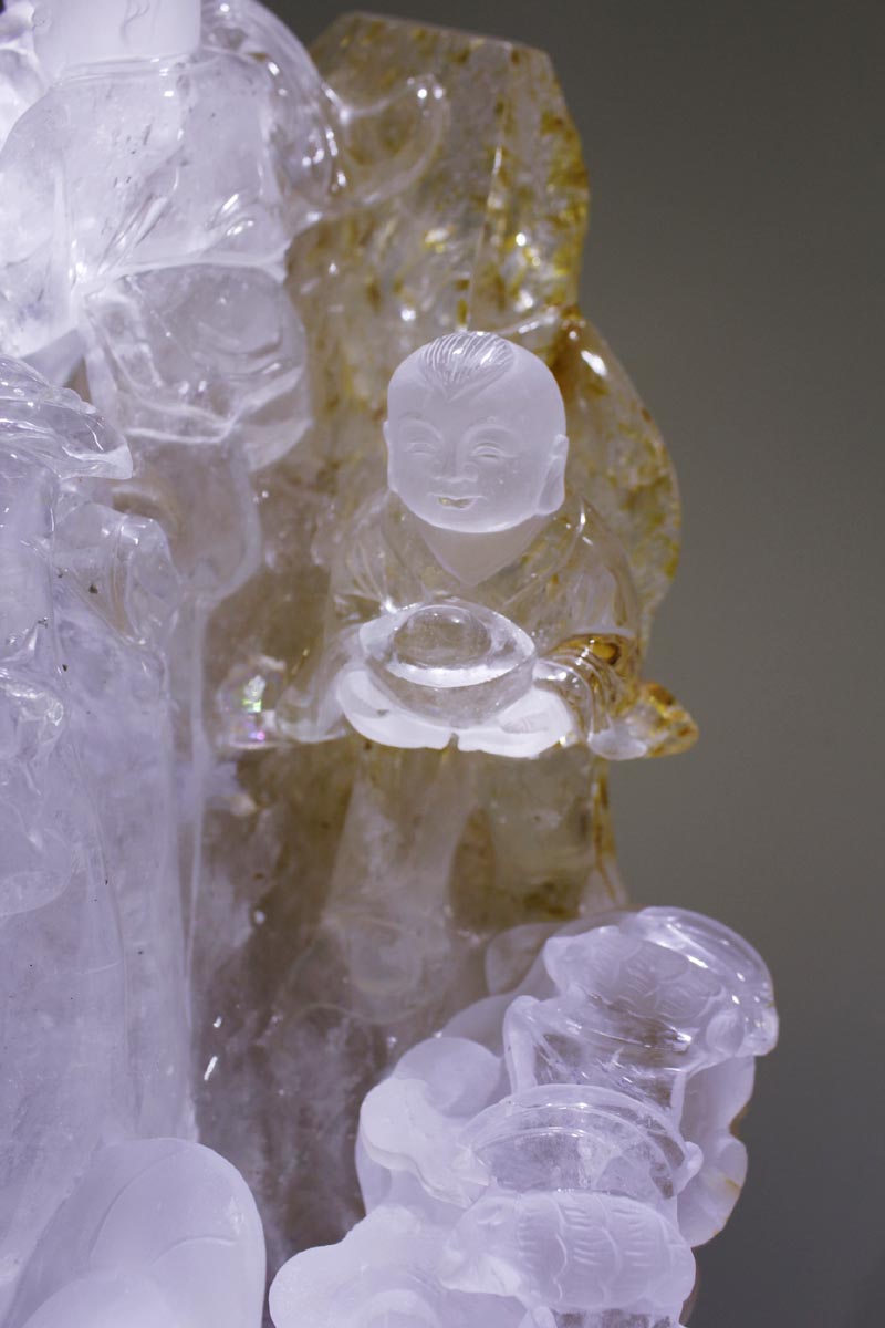 東海水晶雕刻，天然白水晶佛手福瓜象征萬事如