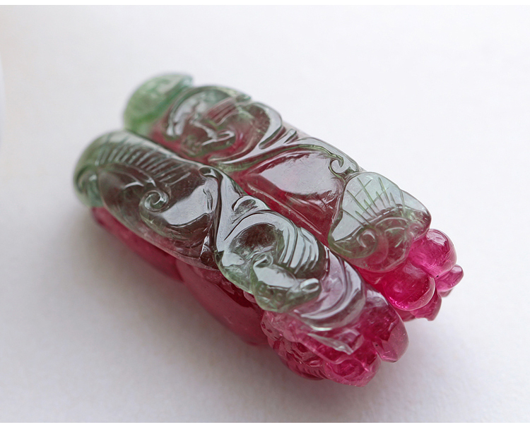 西瓜碧璽吊墜，雕刻如意貔貅項(xiàng)墜一對(duì)