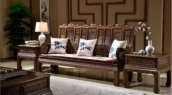 紅木實(shí)木家具，雞翅木山水萬(wàn)字沙發(fā)
