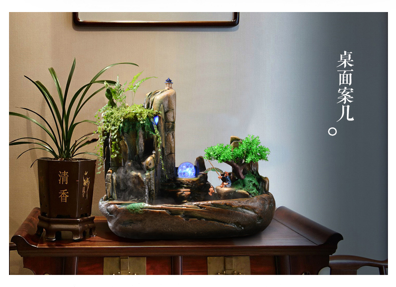 假山流水噴泉，招財(cái)假山噴泉流水盆景