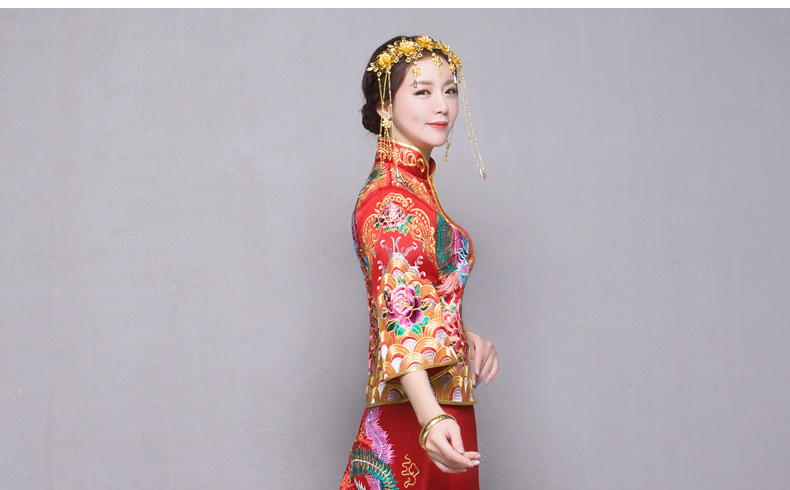 秀禾服新娘禮服嫁衣，中式結(jié)婚秀禾小拖尾喜服