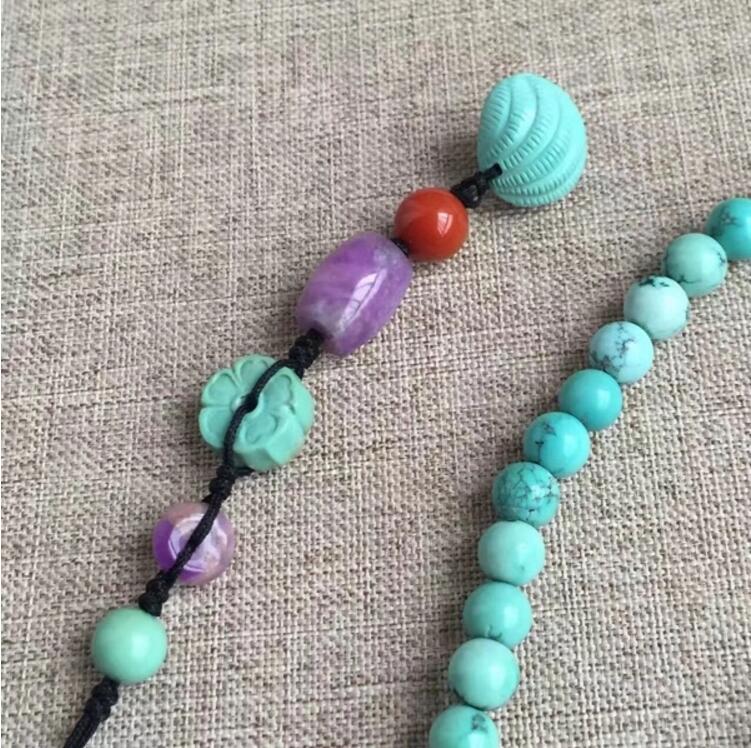 老礦冰種綠松石項(xiàng)鏈，綠松石項(xiàng)鏈搭配