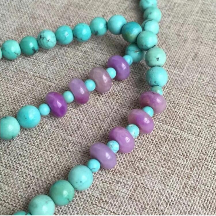 老礦冰種綠松石項(xiàng)鏈，綠松石項(xiàng)鏈搭配