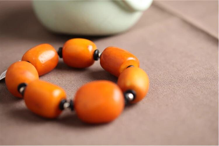 匠心啟航閱讀天然琥珀老蜜蠟手串