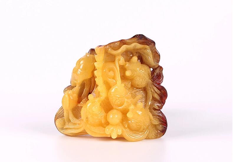 天然波羅的海琥珀蜜蠟金玉滿堂擺件