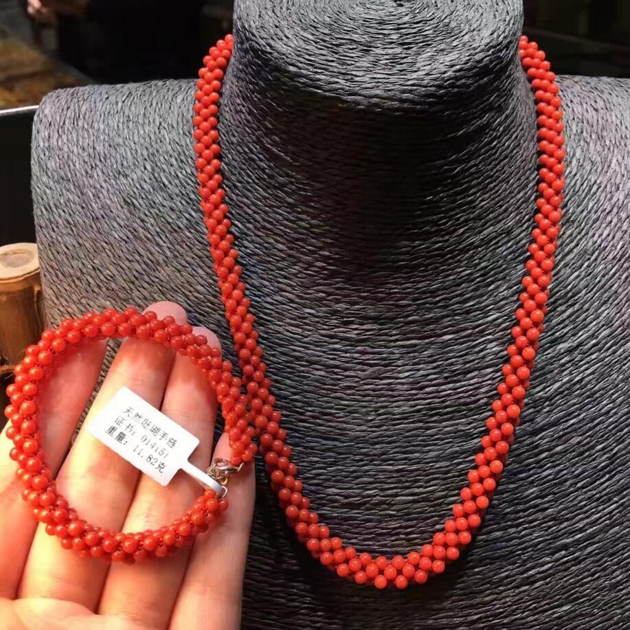 無合成無染色珊瑚手鏈項鏈