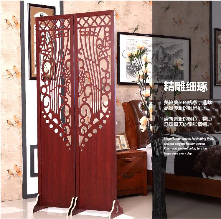 客廳中式復古實木雕花玄關屏風