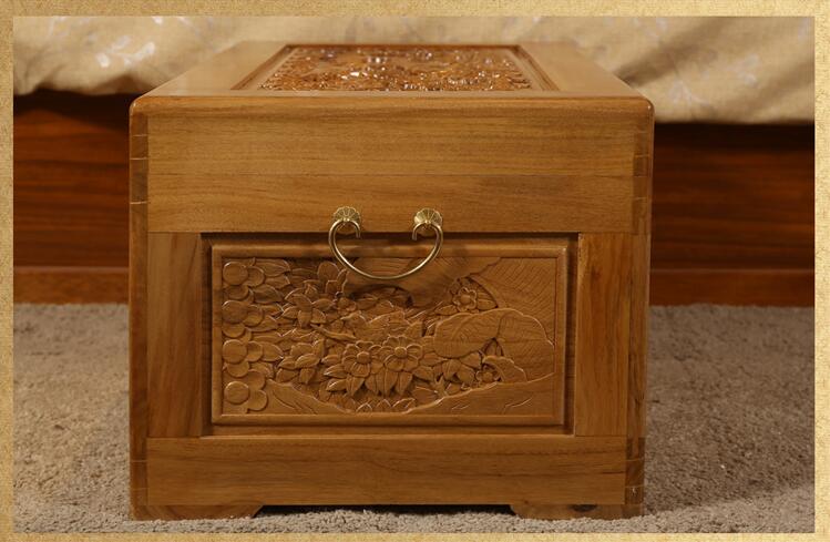 香樟木箱子雕花實木婚嫁箱