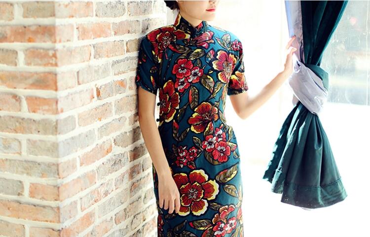 匠心啟航閱讀圖蘭朵四分連袖全盤扣旗袍