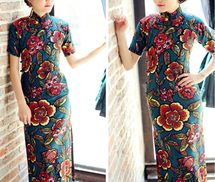 匠心啟航閱讀圖蘭朵四分連袖全盤扣旗袍