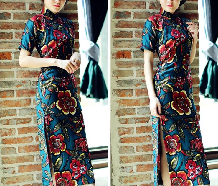 匠心啟航閱讀圖蘭朵四分連袖全盤扣旗袍