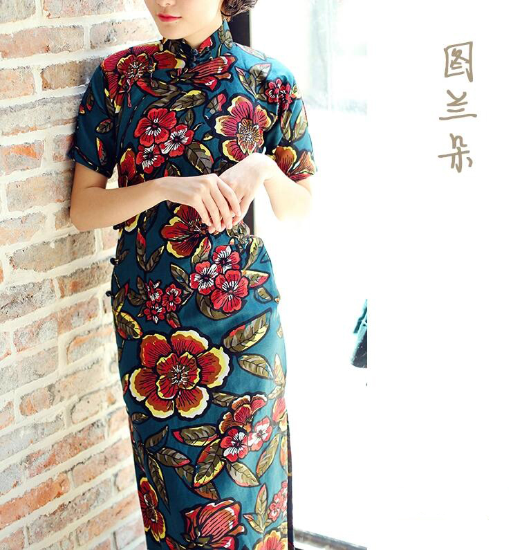 匠心啟航閱讀圖蘭朵四分連袖全盤扣旗袍