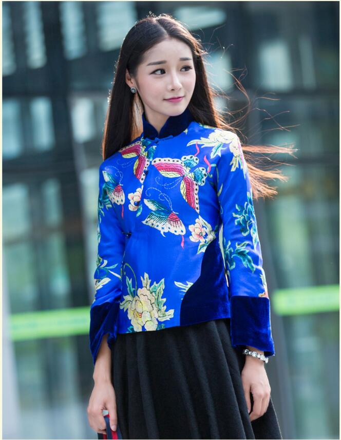 中式復(fù)古女絲絨唐裝外套