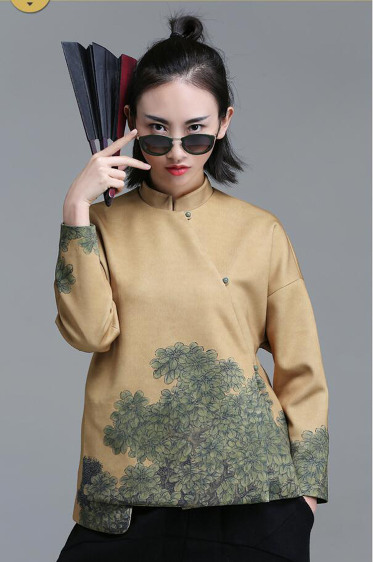 匠心啟航閱讀立領(lǐng)斜襟落肩袖不對(duì)稱中式改良唐裝