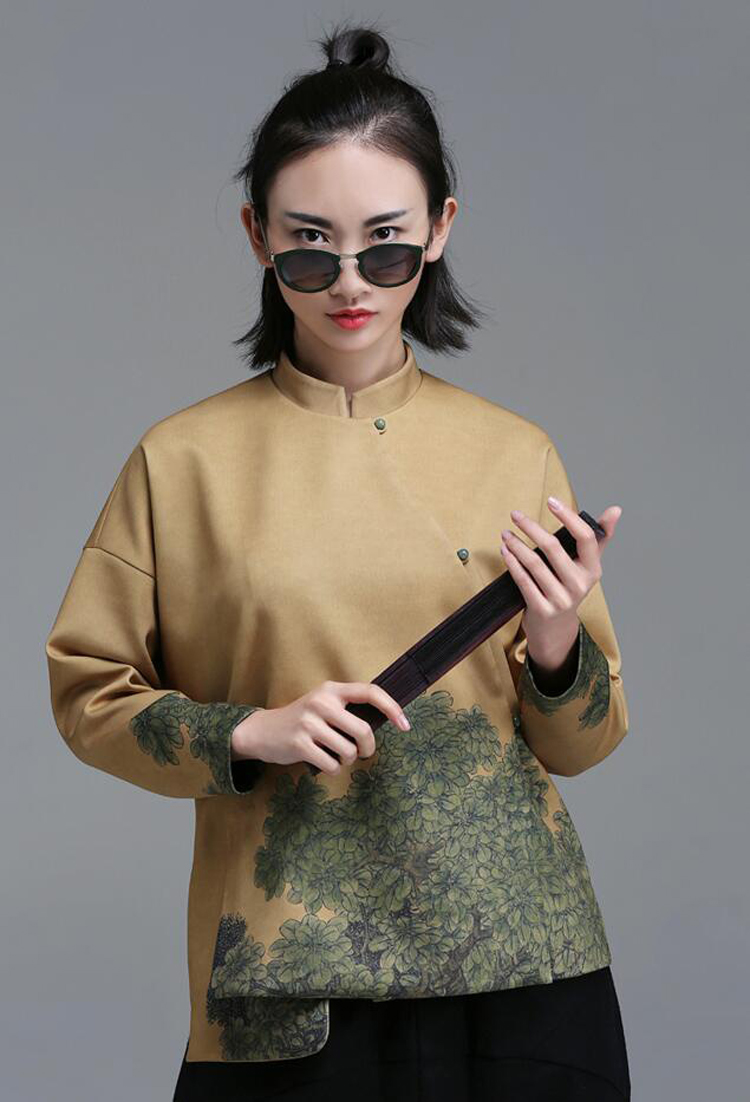 匠心啟航閱讀立領(lǐng)斜襟落肩袖不對(duì)稱中式改良唐裝